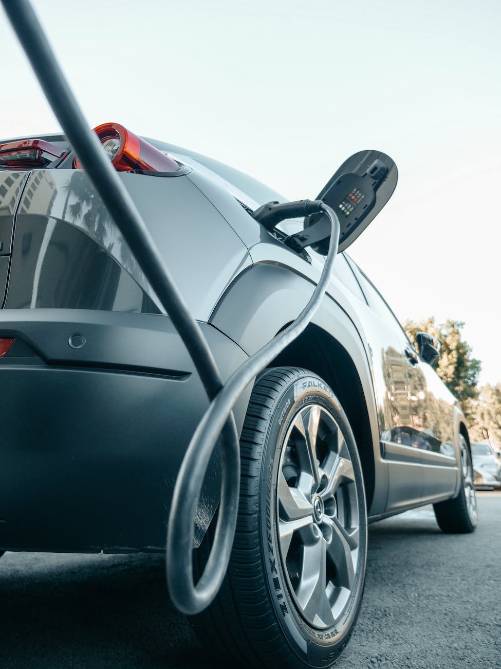 electric car in a parking bay being charged